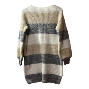 3/$30 SHEIN | Striped Knit Sweater - Gray, Cream, and Tan | Size M